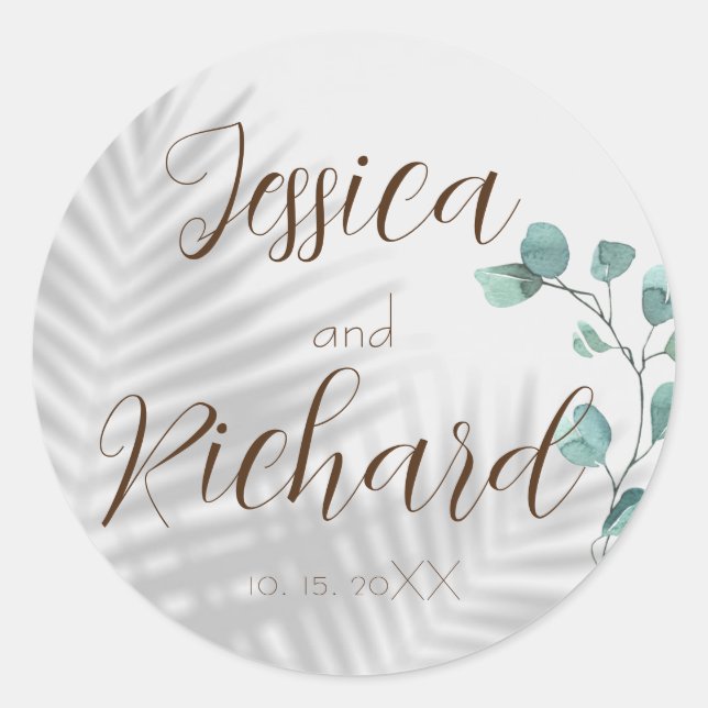 Sticker Rond Éucalyptus Mariage classique collant rond classiqu (Devant)
