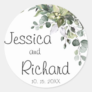 Sticker Rond Éucalyptus Mariage classique collant rond classiqu