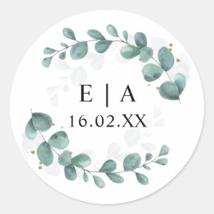 Sticker Rond Eucalyptus Mariage de verdure Bonbonniere