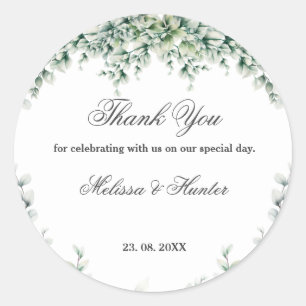 Sticker Rond Eucalyptus Merci Mariage de feuillage