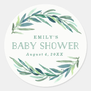 Sticker Rond Eucalyptus moderne   BABY SHOWER