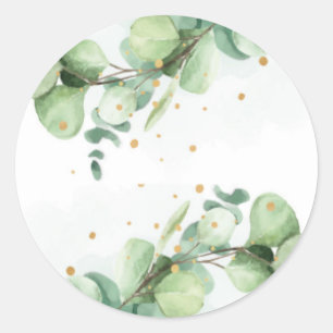 Sticker Rond Eucalyptus & Or - Accents Mariages chic