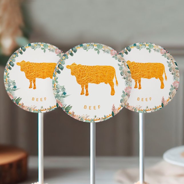 Sticker Rond Eucalyptus Pampas Proteas Gold Beef Meal Choice  (Créateur téléchargé)