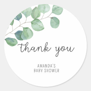 Sticker Rond Eucalyptus - Remerciement pour Baby Shower