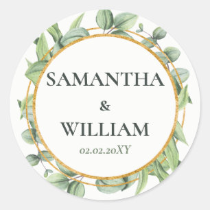 Sticker Rond Eucalyptus rustique Verdure Mariage succulent