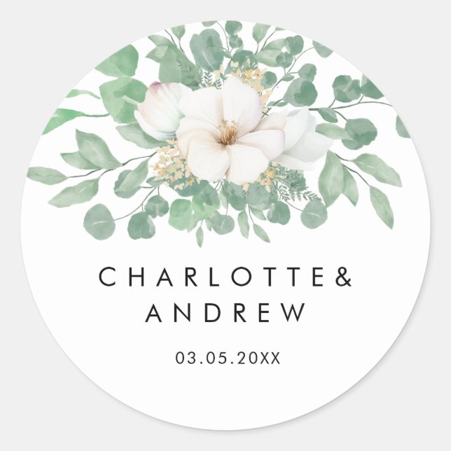 Sticker Rond Eucalyptus simple élégant   (Devant)