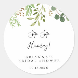 Sticker Rond Eucalyptus Simple Sip Sip Hooray Enterrement de Vi