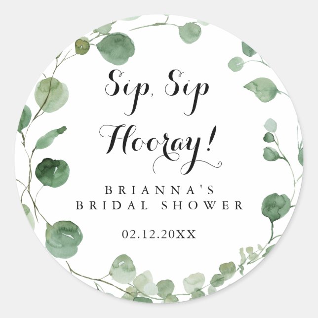 Sticker Rond Eucalyptus Sip Sip Hooray Enterrement de Vie de Je (Devant)