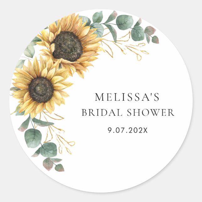 Sticker Rond Eucalyptus Tournesol Mariage Moderne Shower (Devant)