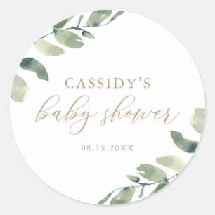 Sticker Rond Eucalyptus Verdure Baby shower Classic Rond Stic