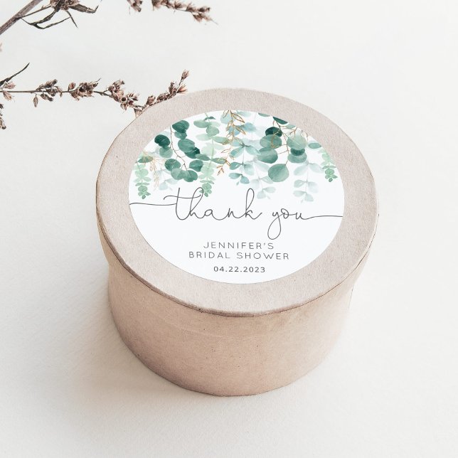 Sticker Rond Eucalyptus verdure élégante mariée merci (Créateur téléchargé)