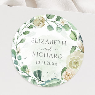 Sticker Rond Eucalyptus Verdure Feuilles Élégant Mariage Floral
