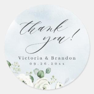 Sticker Rond Eucalyptus Verdure fleurie rustique merci