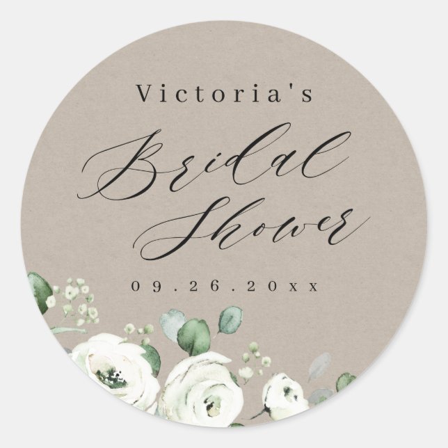 Sticker Rond Eucalyptus Verdure fleurie rustique nuptiale douch (Devant)