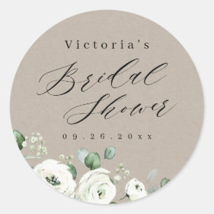 Sticker Rond Eucalyptus Verdure fleurie rustique nuptiale douch