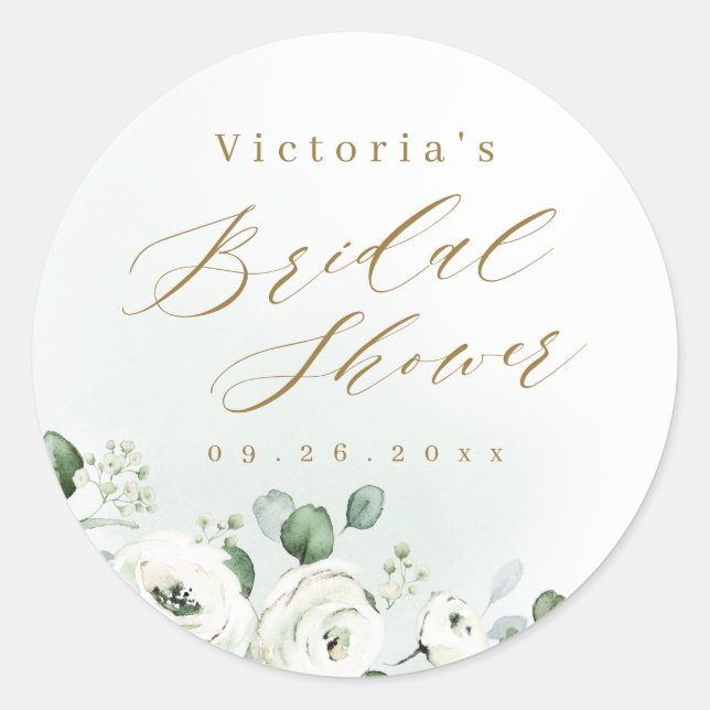 Sticker Rond Eucalyptus Verdure fleurie rustique nuptiale douch (Devant)