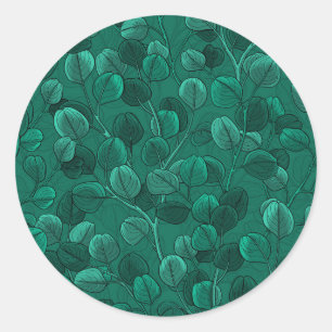 Sticker Rond Eucalyptus vert