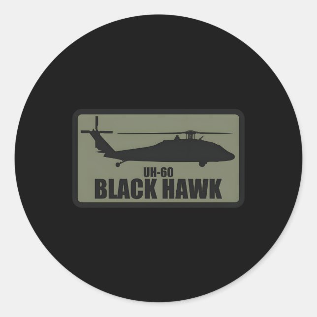 Sticker Rond Euh-60 Black Hawk Patch Subdued (Devant)