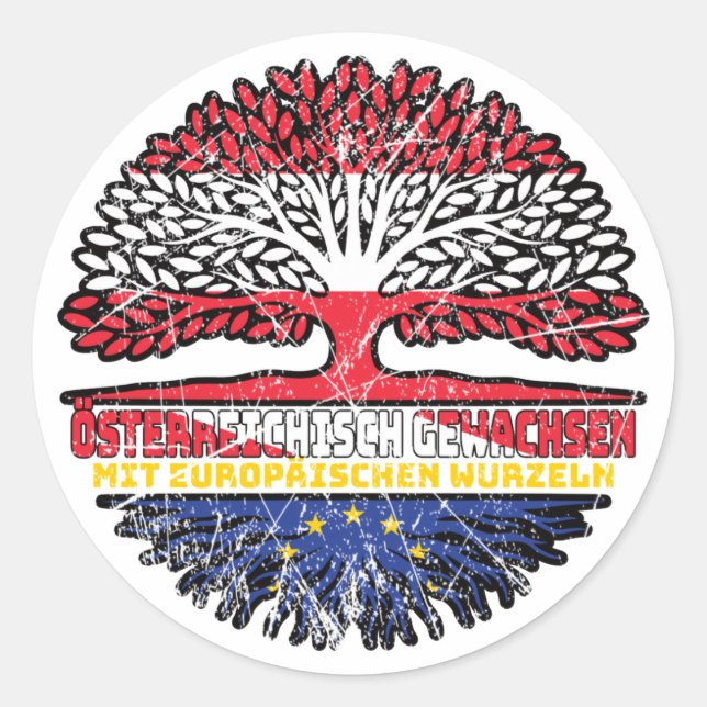 Sticker Rond Europa Europäisch Österreichisch Österreich Baum (Devant)