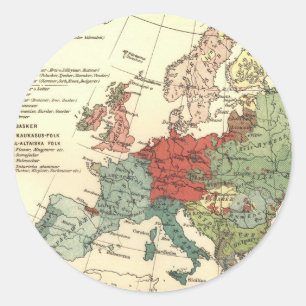 Sticker Rond Europe Carte Pays Antique Mondiale
