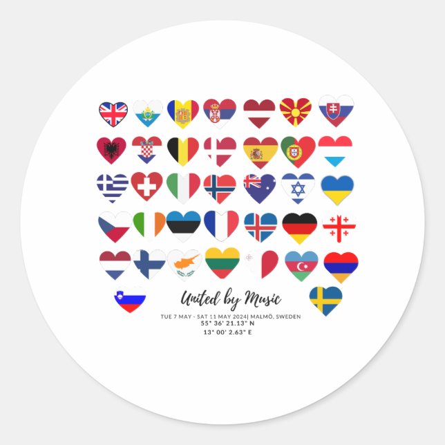 Sticker Rond Eurovision Songcontest 2024 T-shirt Unisex Sweden (Devant)