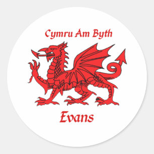 Sticker Rond Evans Welsh Dragon