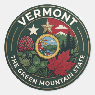Sticker Rond Évasion dans les montagnes vertes de Burlington au