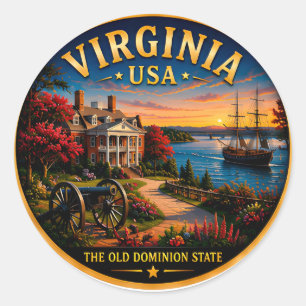 Sticker Rond Évasion historique sur le front de mer de Virginie