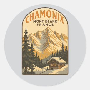 Sticker Rond Évasion Rétro à Chamonix Mont Blanc