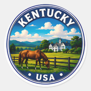 Sticker Rond 🟡 Évasion Scénique au Pays du Cheval du Kentucky