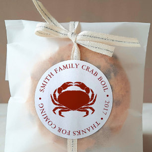 Sticker Rond Événement customisé de bouillie de crabe Blanc