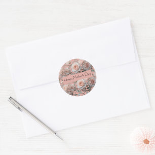 Sticker Rond Événement de la fête des mères rose floral doux