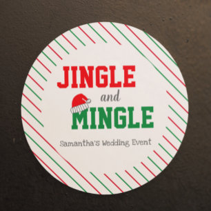 Sticker Rond Événement de mariage de Noël Jingle et Mingle