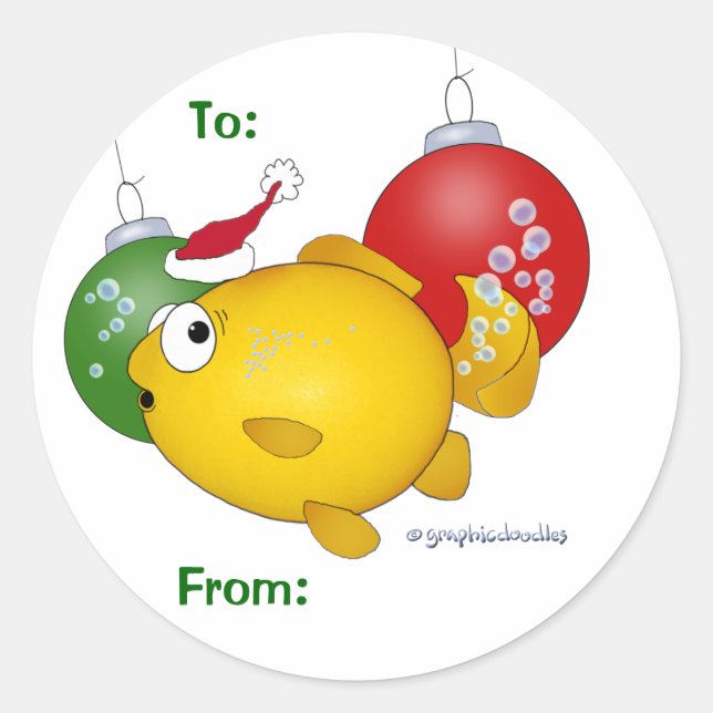 Sticker Rond Evénement de Noël de poisson rouge ! (Devant)
