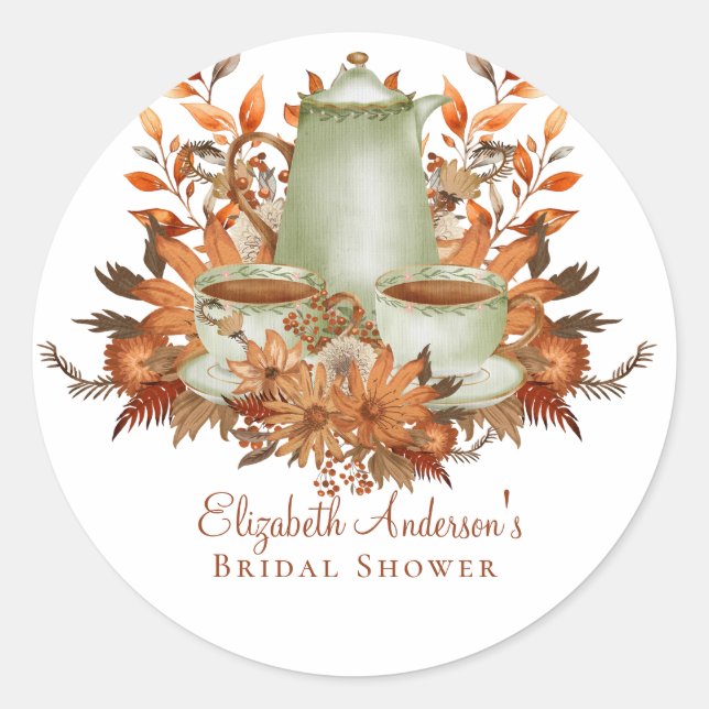 Sticker Rond Événement personnalisé Boho Terracotta Floral Sage (Devant)