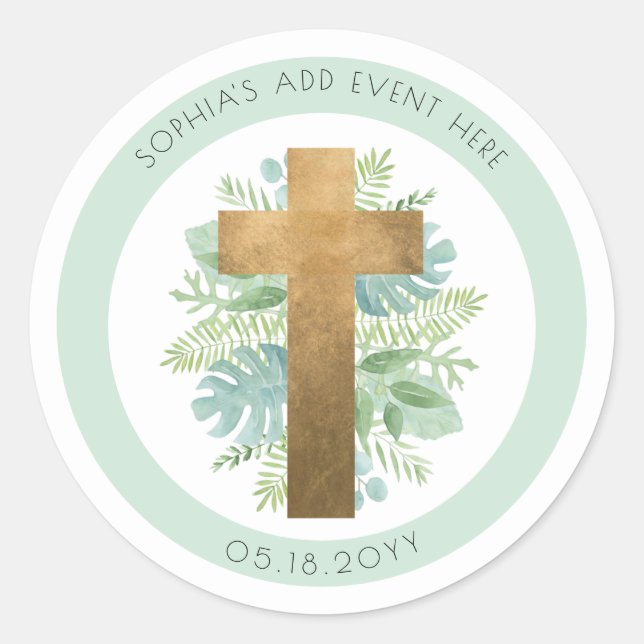 Sticker Rond Événement religieux Verdure Enveloppe Sceau/Favori (Devant)