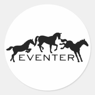 Sticker Rond Eventer avec trois Chevaux de saut