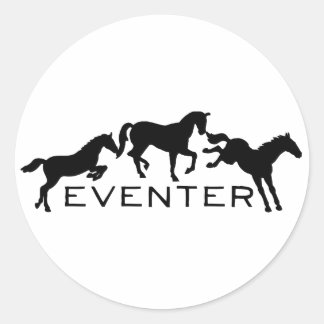 Sticker Rond Eventer avec trois Chevaux de saut
