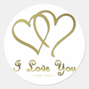 Sticker Rond Eventré Gold Hearts i Love You