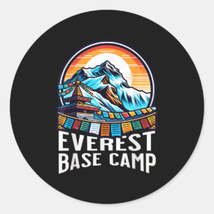 Sticker Rond Everest Base Camp de prière drapeaux Nepali Himala