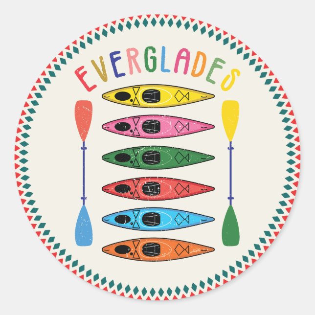 Sticker Rond Everglades rétro Kayak (Devant)