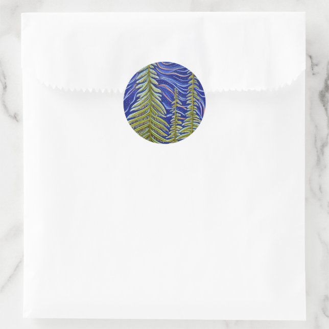 Sticker Rond Evergreens Abstraits lunaires (Sac)