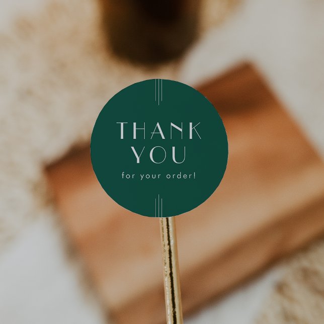 Sticker Rond EVERLY Vert Émeraude Merci pour votre commande (EVERLY Emerald Green Thank You For Your Order Classic Round Sticker)