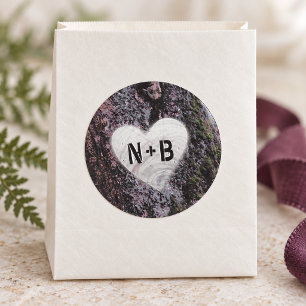 Sticker Rond Evermore Monogramme de mariage de la forêt de fé