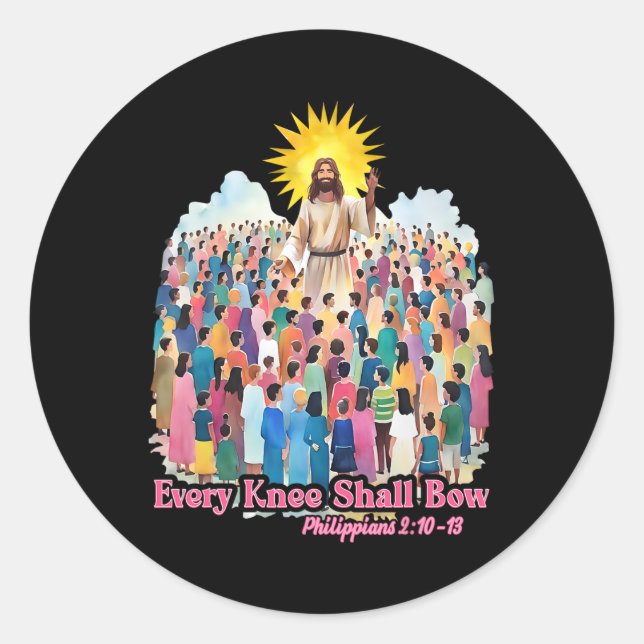 Sticker Rond Every Knee Shall Bow Christian Easter Day  (Devant)