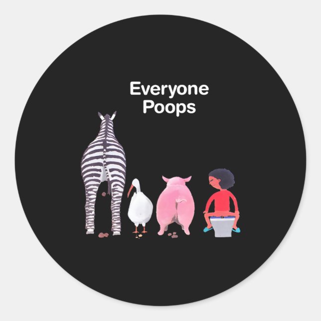 Sticker Rond Everyone Ops Funny Zebra G Toilet Humor  (Devant)