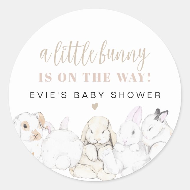 Sticker Rond EVIE Cute Pastel Aquarelle Bunny Baby shower (Devant)