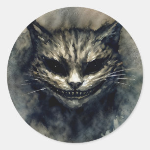 Sticker Rond Evil Chat souriant Aquarelle Art