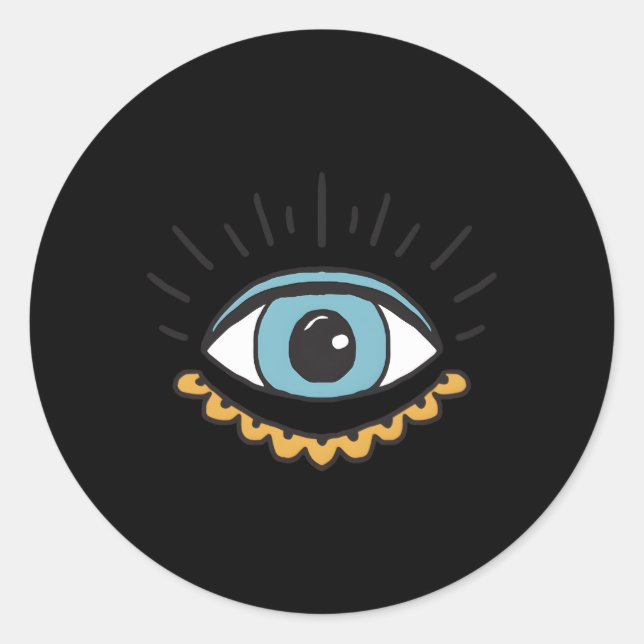 Sticker Rond Evil Eye Nazar Grèce Protection (Devant)