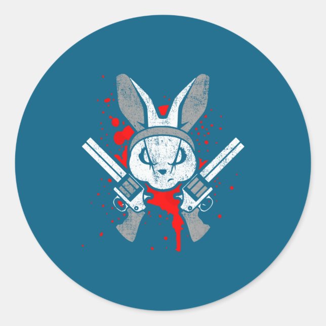 Sticker Rond Evil Horror Rabbit Funny Rabbit Saying Easter Gift (Devant)